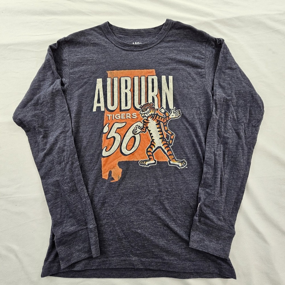 Auburn Tigers '56 League 91 Blue Long Sleeve Cotton Blend T-Shirt Men's S